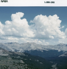 image of cumulus clouds over the Rocky Mountains